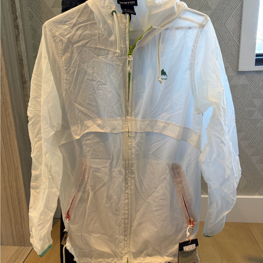 Burton White Windbreaker Jacket with Hood